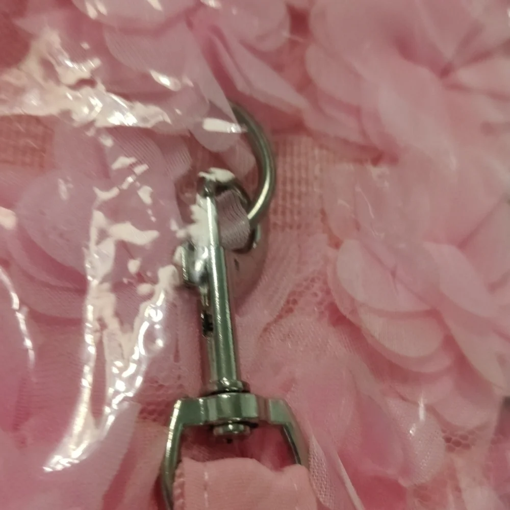 Pink ruffle dog harness and leash